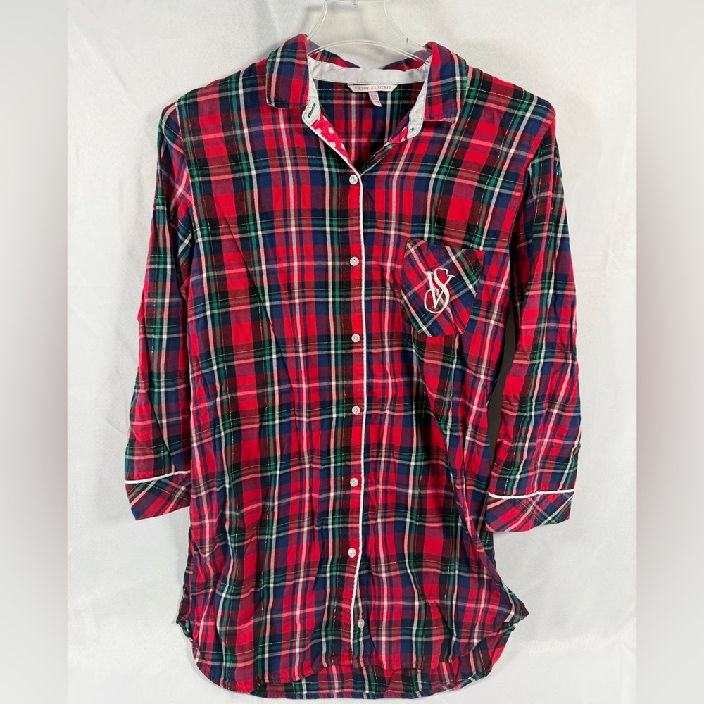 Victoria's Secret Plaid Sleep Shirt Size Medium